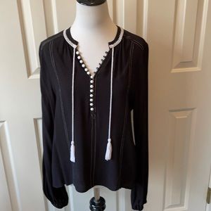 Line + Dot black & white long sleeve blouse